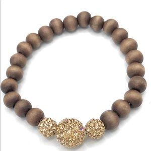 Stella&Dot pave gold & wood beads bracelet